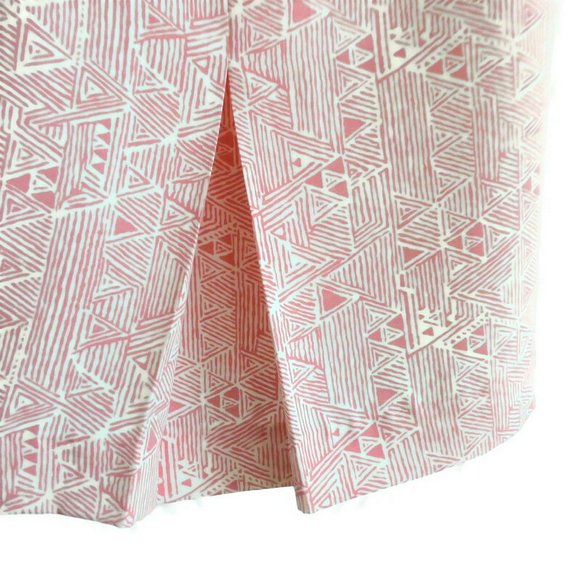 Vintage 70s 80s Dress Secretary Day Pockets Geometric Pink Pearlized Buttons L - Picture 10 of 15